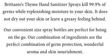 Brittanies Thyme Organic Travel Hand Sanitizer Spray, Rosemary & Peppermint 2oz 6 Count | Vitamin E Aloe Moisturizing | Non Gre