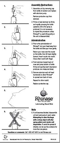 Rhinase Allergy Relief Saline Nasal Spray - Steroid Free, Dual Wetting Agent & Salt Formulation, 300 Sprays for Dry Nose, Allerg