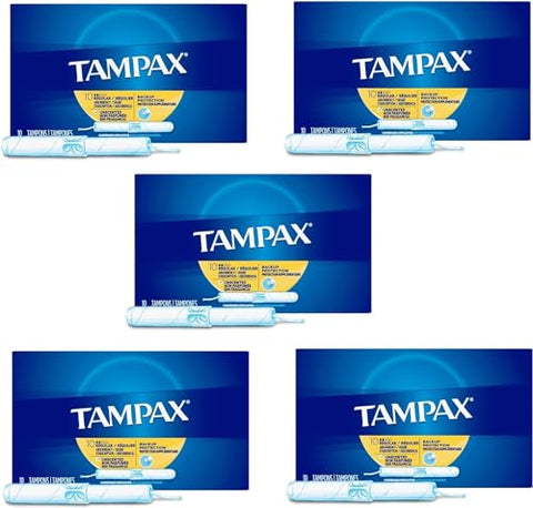 Tampax Tampons Regular Absorbency - 10 ct, Pack of 5