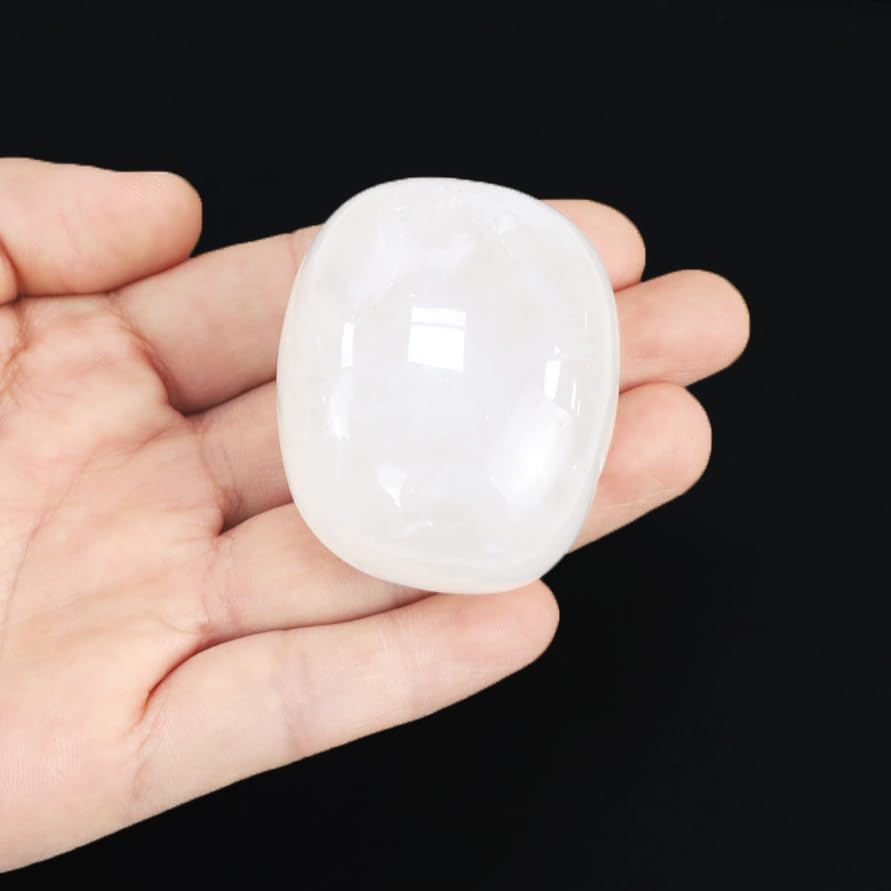YATOJUZI 1.6''-2'' Clear Quartz Natural Crystals and Healing Stones Worry Stones Polished Rocks White Gemstones Palm Stone for M