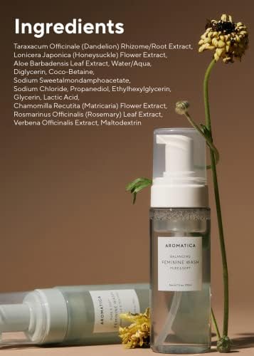 AROMATICA Pure and Soft Feminine Foaming Wash | Vegan, pH-Balanced, Natural Ingredients, Unscented, No Irritation, for Sensitive