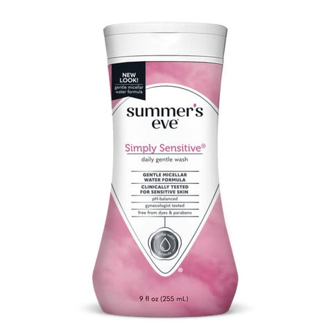 Summer's Eve Simply Sensitive Daily Gentle Feminine Wash, Removes Odor, pH balanced, 9 fl oz (Pack of 6)