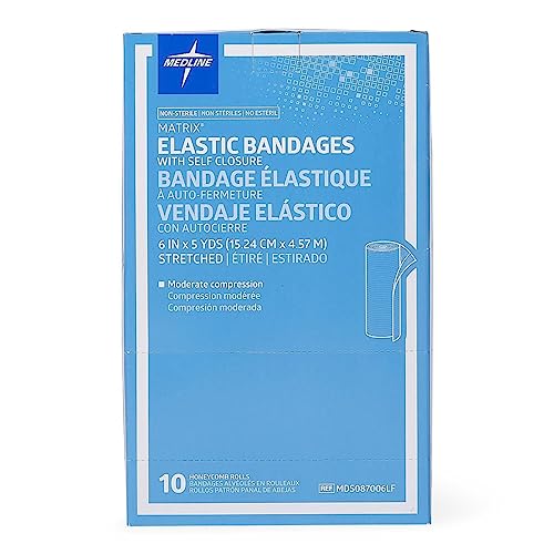 Medline Matrix Elastic Bandages, Non Sterile, 6  x 5 yard, White/Beige (Pack of 50)
