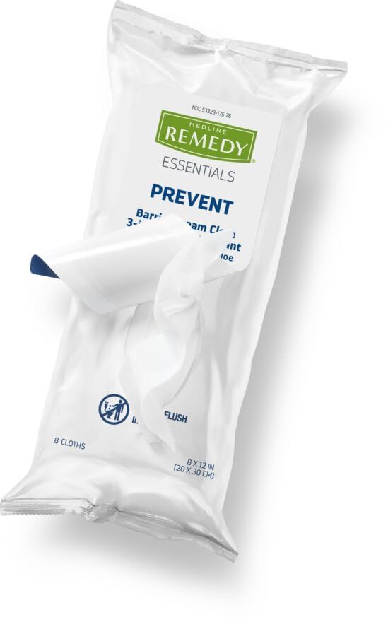 Medline Aloetouch Protect Dimethicone Skin Protectant Wipes, Hypoallergenic, Fragrance-Free, 8 Count (Pack Of 30)