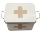 Lassos Boutique Retro Enameled First Aid Box for Medicine Storage and Home Decor with Lid and Removable Tray