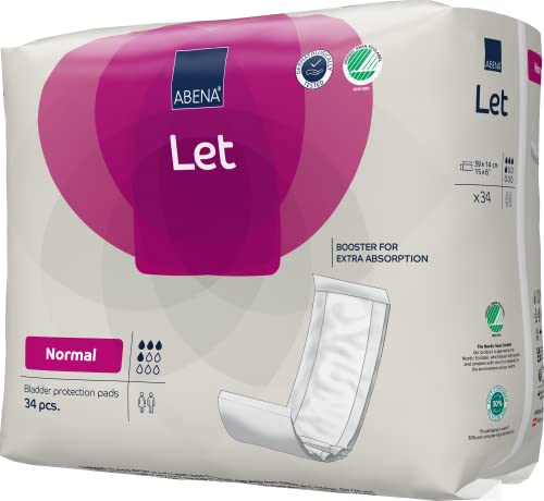 Abena BOOST Fluff Incontinence Pads - No Barrier/Flow-Through, (Sizes Normal to Extra Large) Normal, 34 Count