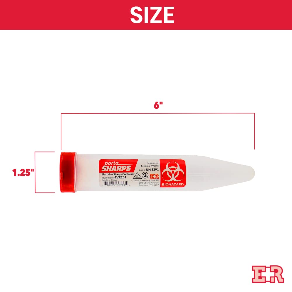 Ever Ready First Aid Porta Sharps Transportable Sharps Container with Locking Mechanism - 6 Count