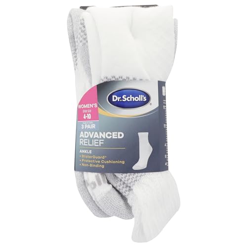 Dr. Scholl's Women Advanced Relief - 2 & 3 Pair Packs Socks, White, 6.5-12 US