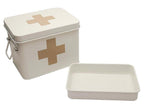 Lassos Boutique Retro Enameled First Aid Box for Medicine Storage and Home Decor with Lid and Removable Tray