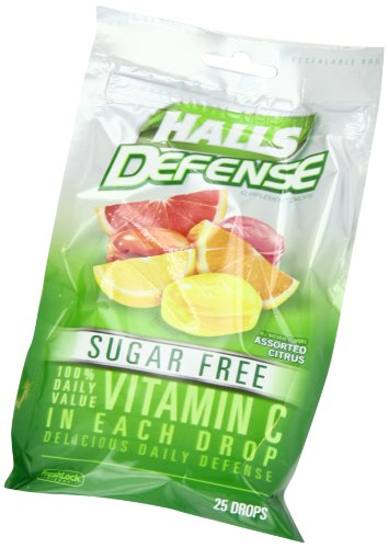 Halls Defense Sugar-Free Vitamin C Citrus 25 Drops/Pack (Pack of 6)