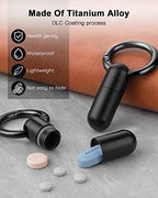 TISUR Keychain Pill Holder, Titanium Pill Case Small Pill Organizer Waterproof Pill Box, EDC Portable Pill Container Metal Tube