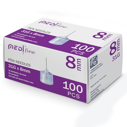 Medt - Fine Insulin Pen Needles (31G 8 mm) - Diabetic Needles for Insulin Injections, Ultra Fine Compatible with Most Diabetes P