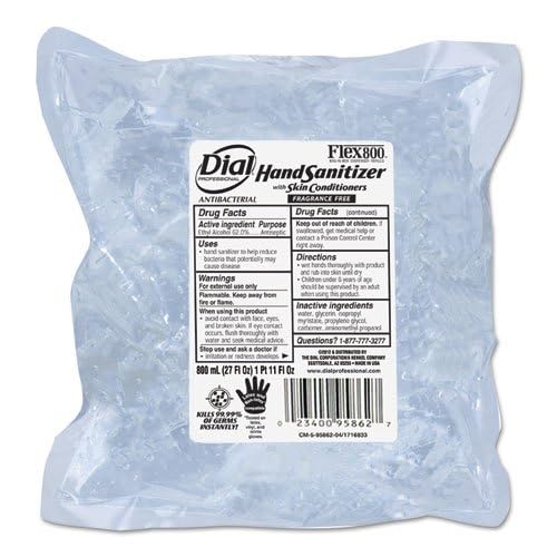 Dial Professional Antibacterial Hand Sanitizer Gel with Skin Conditioners, Fragrance-Free, 7.5 OZ Pump Bottle (Pack of 12)