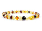 Baltic Amber Bracelet for Adults Made on Elastic Band- Natural Amber from Baltic Region, Genuine Baltic Amber (Multi, 7.5 inch)