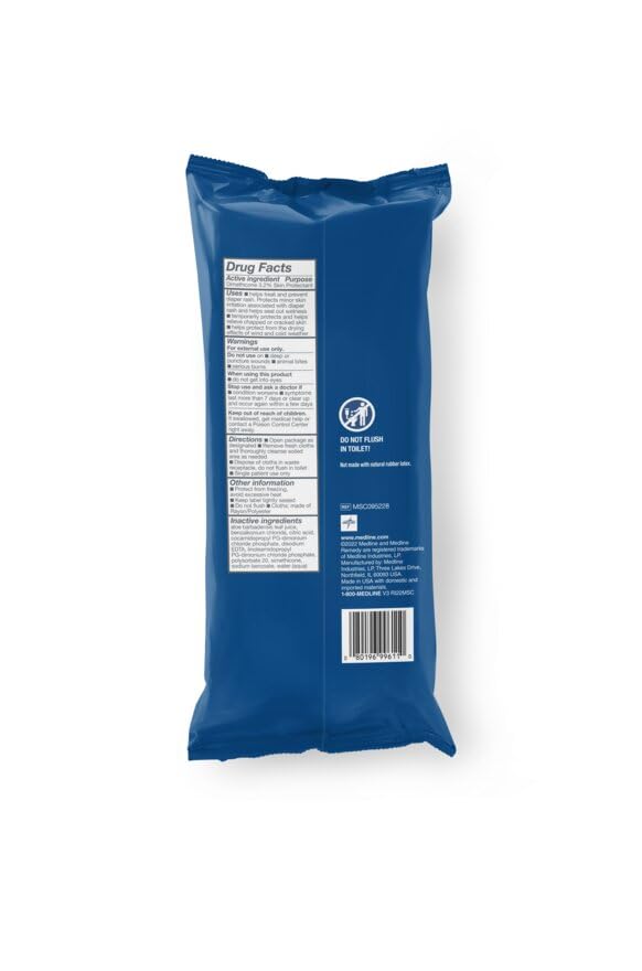 Medline Aloetouch Protect Dimethicone Skin Protectant Wipes, Hypoallergenic, Fragrance-Free, 8 Count (Pack Of 30)