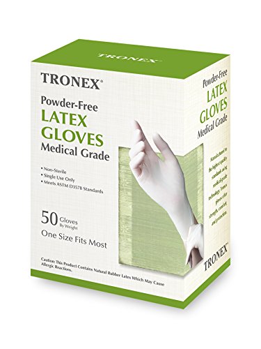 Latex Disposable Gloves, Powder-Free, Unisize, Exam Grade, 50-Pack