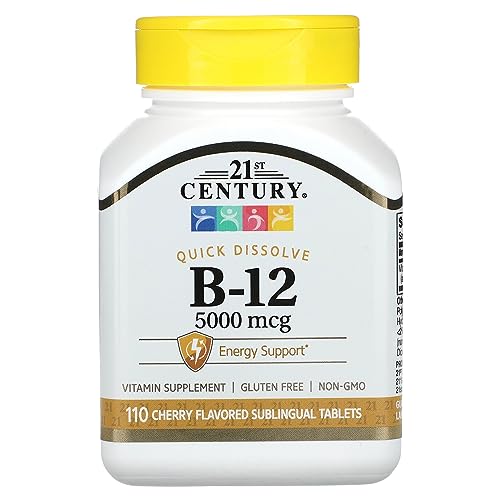 21st Century B-12 5000 mcg, 110 Cherry Flavored Sublingual Tablets, 110 Count