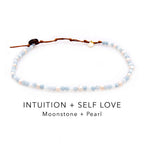 Lotus and Luna 4MM Energy Chakra Healing Necklace with Real Stones Jade, Pearl, Rose Quartz, Amethyst, Moonstone (Intuition + Se