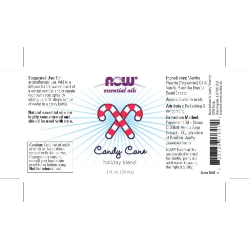 NOW Essential Oils, Candy Cane Oil Blend, Refreshing and Invigorating with a Sweet and Minty Scent, Steam Distilled and CO2 Extr
