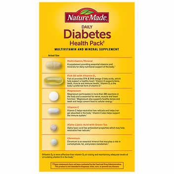 Nature Made Diabetes Health Pack, 60 Packets, Pack of 2, Bundle with Weekly Pill Organizer