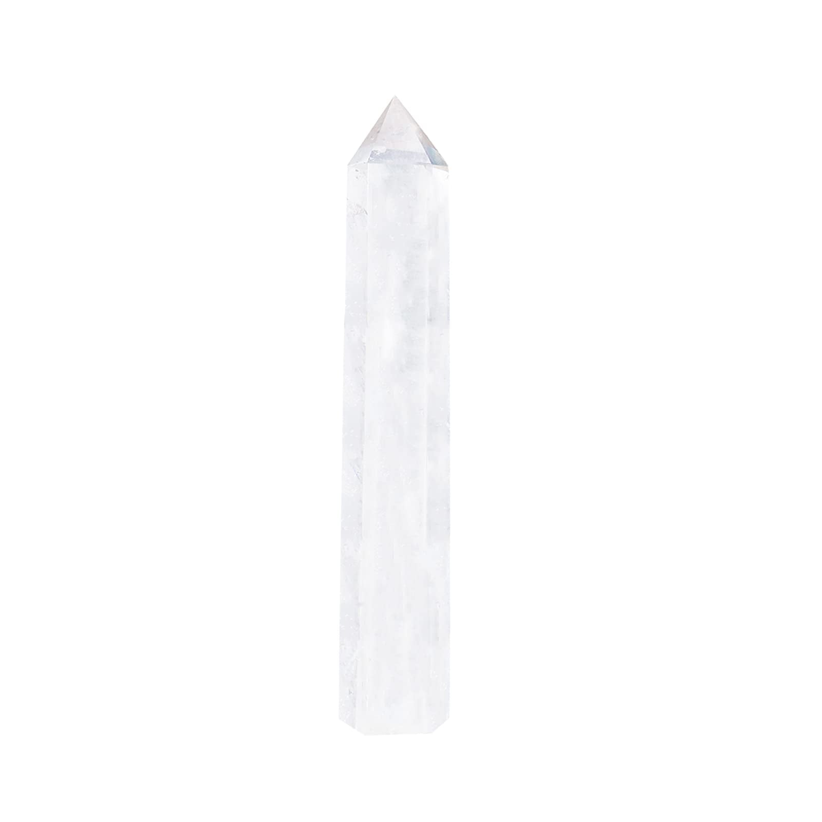 Apengshi Large Clear Quartz Natural Healing Crystal Tower 5.9-6.3 6 Faceted Single Point Chakra Crystal Wand Energy Meditation S
