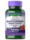 Black Elderberry Immune Complex | 60 Chewable Tablets | Plus Vitamin C & Zinc | Natural Mixed Berry Flavor | Vegetarian, Non-GMO