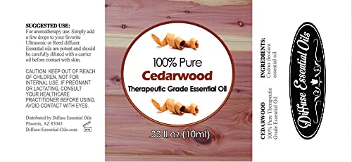 Diffuse Essential Oils 10ml - Cedarwood Essential Oil - 0.33 Fluid Ounces