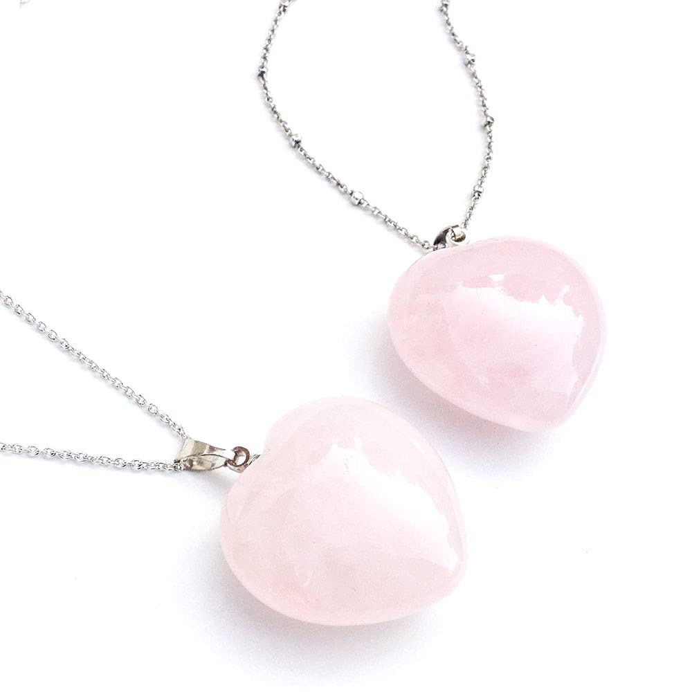 HEUOFST 6 Packs Real Natural Crystal Quartz Stone Pendant Assort Love Heart Shaped Healing Chakra Reiki Charms Bulk for Jewelry