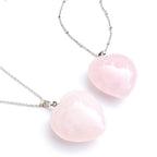 HEUOFST 6 Packs Real Natural Crystal Quartz Stone Pendant Assort Love Heart Shaped Healing Chakra Reiki Charms Bulk for Jewelry