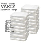 Split Drain Sponge Gauze 2x2 Sterile 6 Ply Pads [Pack of 140] Absorbent Precut 2X2 Non-Woven Slit Bandage for I.V. Tracheostomy
