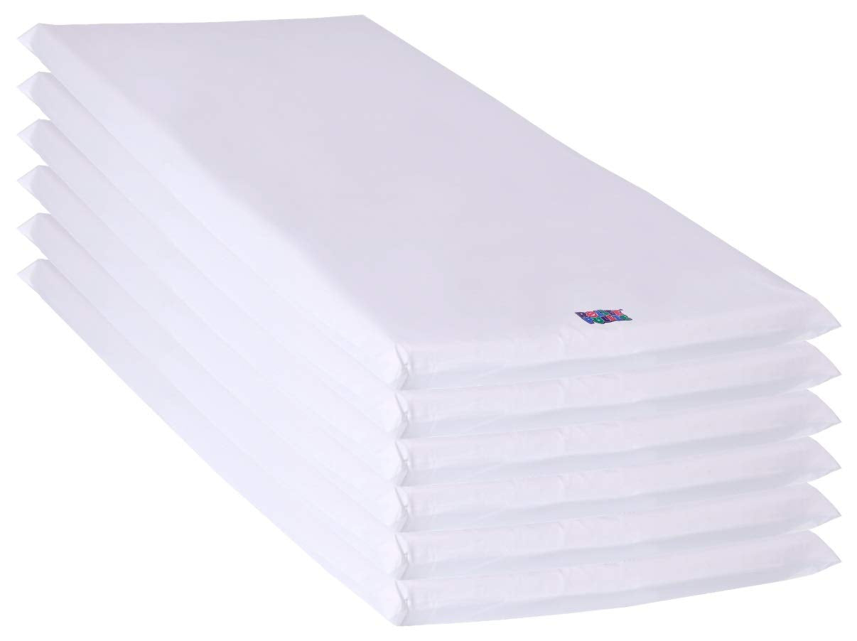 ROLLEE POLLEE White Microfiber Mat Sheets for Preschool or Daycare, Stitched Hem for Snug Fit, Super Soft and Durable (Standard 