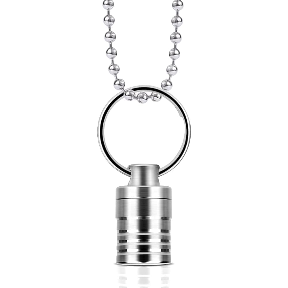 Micro Pill Holder with Keychain Necklace, Opret Titanium Pill Container for Travel Purse Pocket, Waterproof Pill Case for Emerge