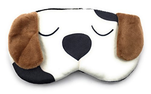24X7 Emall Fabric Cute White Dog Cartoon Printed Super Soft And Comfortable Eye Shade Complete BlackOut Design, Snooze, Slumber