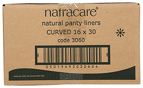 Natracare Natural Organic Cotton Curved Panty Liners for Sensitive Skin, Shaped for Extraordinary Everyday Comfort, 30 Liners Pe