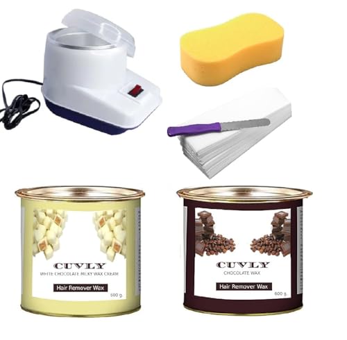 Cuvly Wax Heater Machine Waxing Kit Combo Wax Machine White Chocolate Cream Wax (550 Gm) Chocolate Waxing Combo (550 Gm), Strips