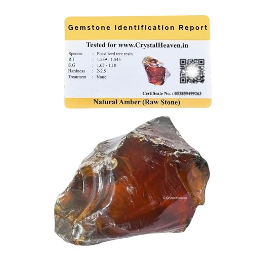 Crystal Heaven Certified Amber Healing Rough Stone,Natural Raw For Manifestation,Meditation And Reiki Healing(2 Pieces)