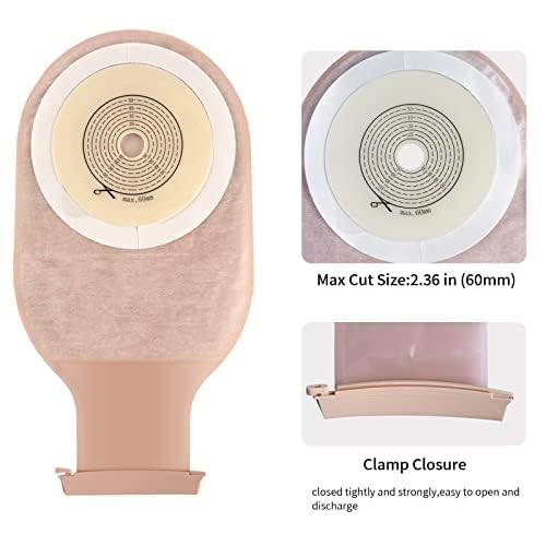 20 Pack Colostomy Bags, One Piece Ostomy Bag Ostomy Supplies, 15mm-60mm Cut-to-Fit Drainable Pouches with Clamp Closure for Ileo