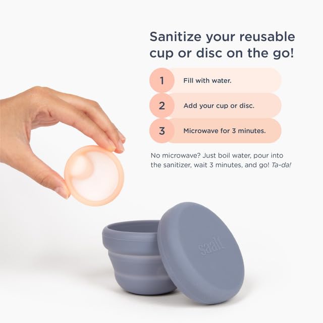 Saalt Compact Sanitizer - Easy Sanitization for Menstrual Cup Or Menstrual Disc - Microwavable - Reusable - Good for Camping, Do