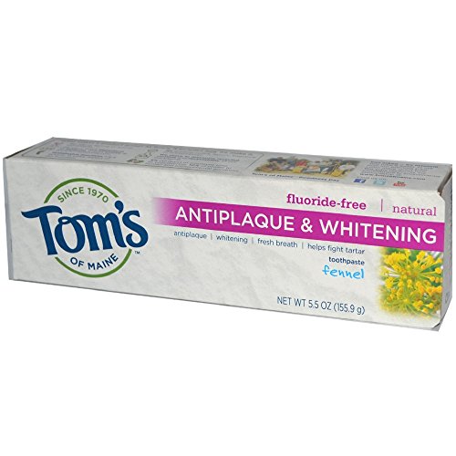 Toms of Maine Fluoride-Free Antiplaque & Whitening Natural Toothpaste, Fennel, 5.5 oz.