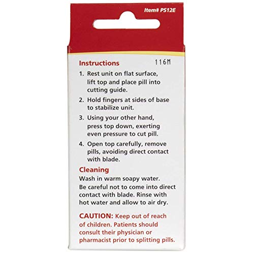 Acu-Life Pill Cutter and Splitter with Dispenser, Cuts Pills, Vitamins, Tablets, Stainless Steel Blade, Travel Sized, Includes S