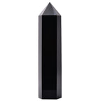 MOGEMT Large Black Obsidian Crystal Tower Natural Healing Crystal Point Wand Obelisk 6 Faceted Reiki Chakra Meditation Therapy H