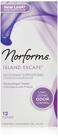 Norforms: Island Escape, Long Lasting Feminine Deodorant - 12 Suppositories