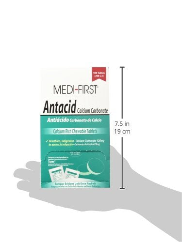 Medi-First 80213 Chewable Mint Antacid Tablets, 500 Count