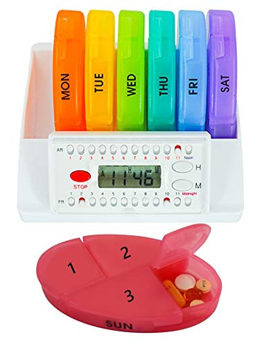 e-Pill 4 Times a Day x 7 Day Weekly Pill Organizer, Vitamin and Medicine Pill Box Reminder - with Timer