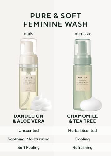 AROMATICA Pure and Soft Feminine Foaming Wash | Vegan, pH-Balanced, Natural Ingredients, Unscented, No Irritation, for Sensitive