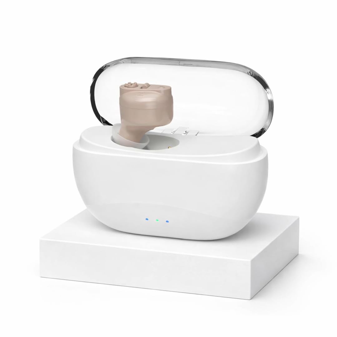 Aika Mini Rechargeable Cic Digital Hearing Aid Sound Amplifier Machine For Old Age With Auto Noise Cancellation, Clear Sound And