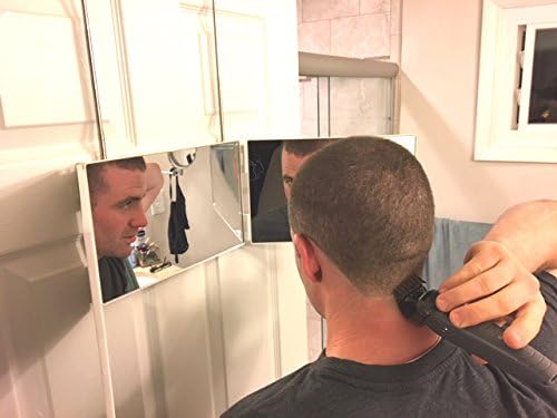 Floxee Portable Tri-Fold Mirror Home/Travel (White) 3 Way Mirror Hair, Makeup Mirror, Back of Head, Coloring, Styling, Cutting,