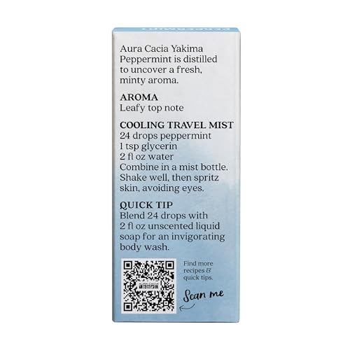 Aura Cacia 100% Pure Peppermint Essential Oil, 100% Pure Therapeutic Grade, 15 ml in Box, Mentha piperita