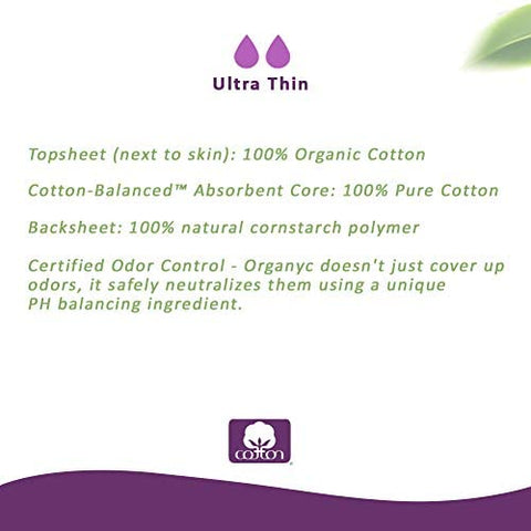 Organyc 100% Organic Cotton Light Incontinence Liners for Bladder Leakage Control, FSA/HSA Eligible, Ultra Thin, Light Flow, 24 