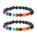 Divine Botanics Pair of 2 Natural Lava Rock Chakra Bracelet for Women Men Meditation, Aromatherapy, Stress and Anxiety Relief